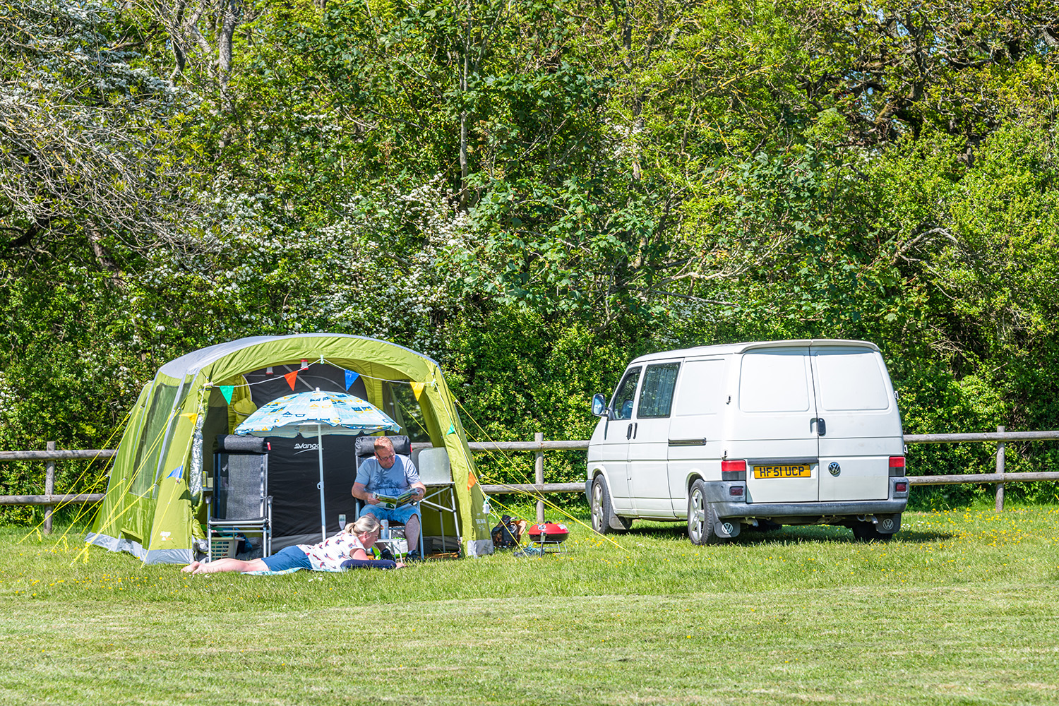 tent pitched at graston copse holiday park