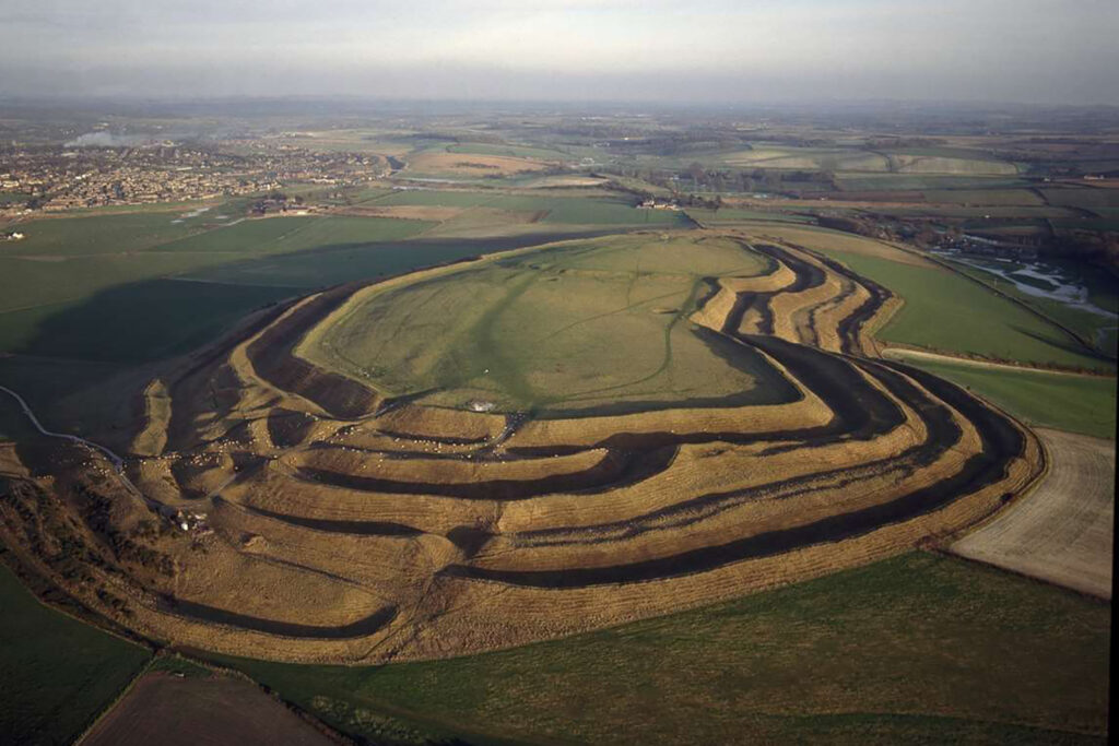 Aerial view of Maiden Castle, Dorchester