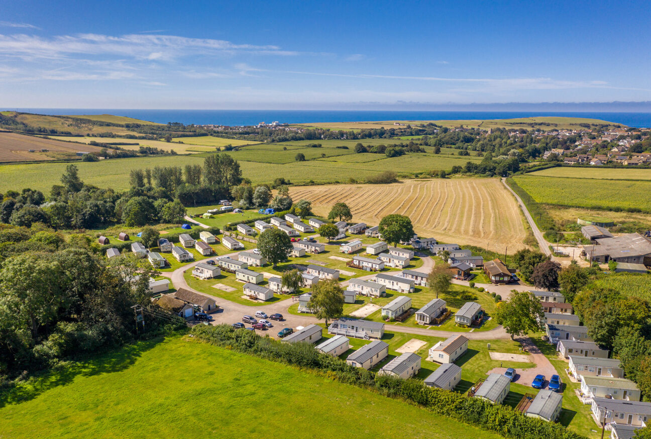 Aerial view of Graston Copse Holiday Park, perfect for a UK staycation