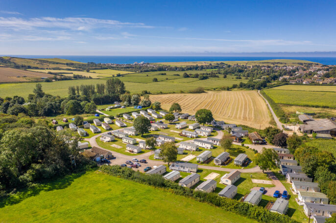 Aerial view of Graston Copse Holiday Park, perfect for a UK staycation