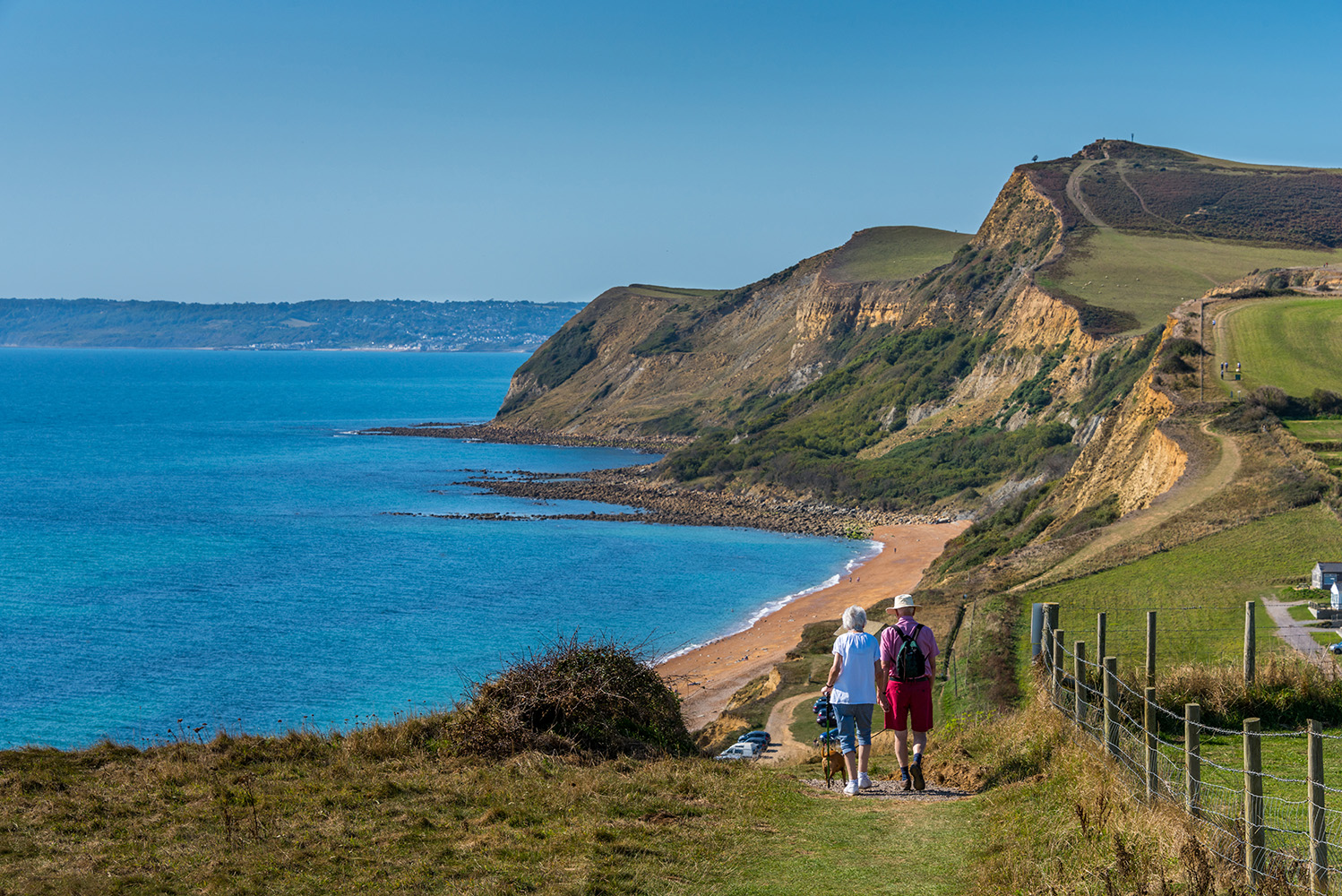 south west coast path on the jurassic coast at eype clifftop