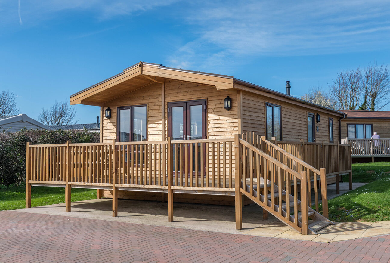wooden lodges at highlands end