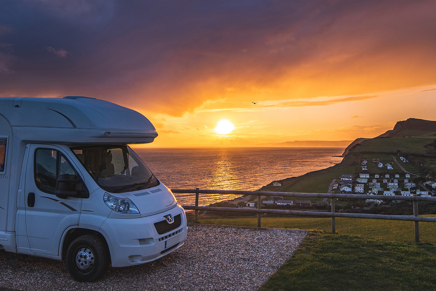 sunset touring pitch on the jurassic coast at highlands holiday park