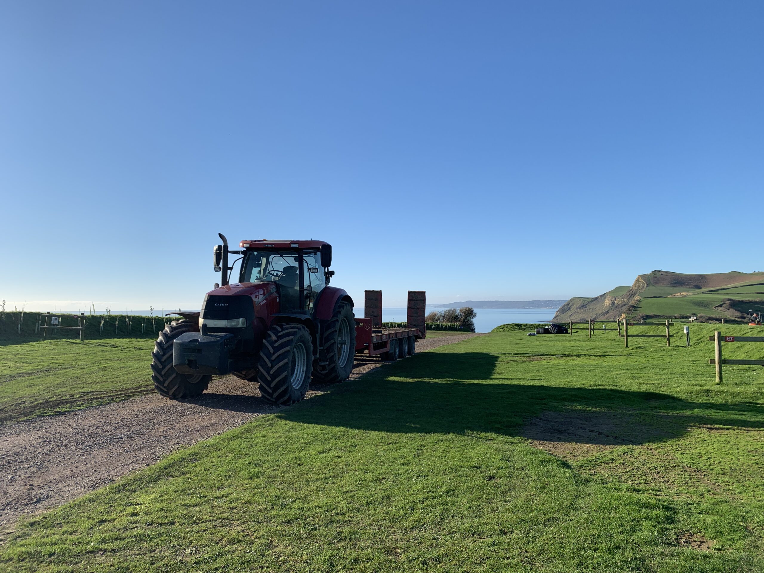 tractor next to the camping pitches at highland end