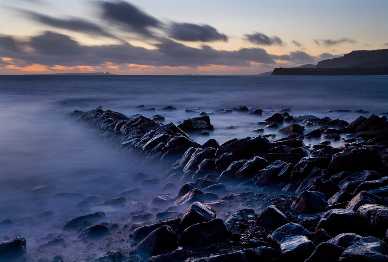 kimmeridge bay at sunset