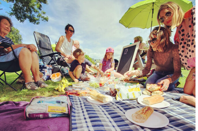 family picnicking at litton lakes