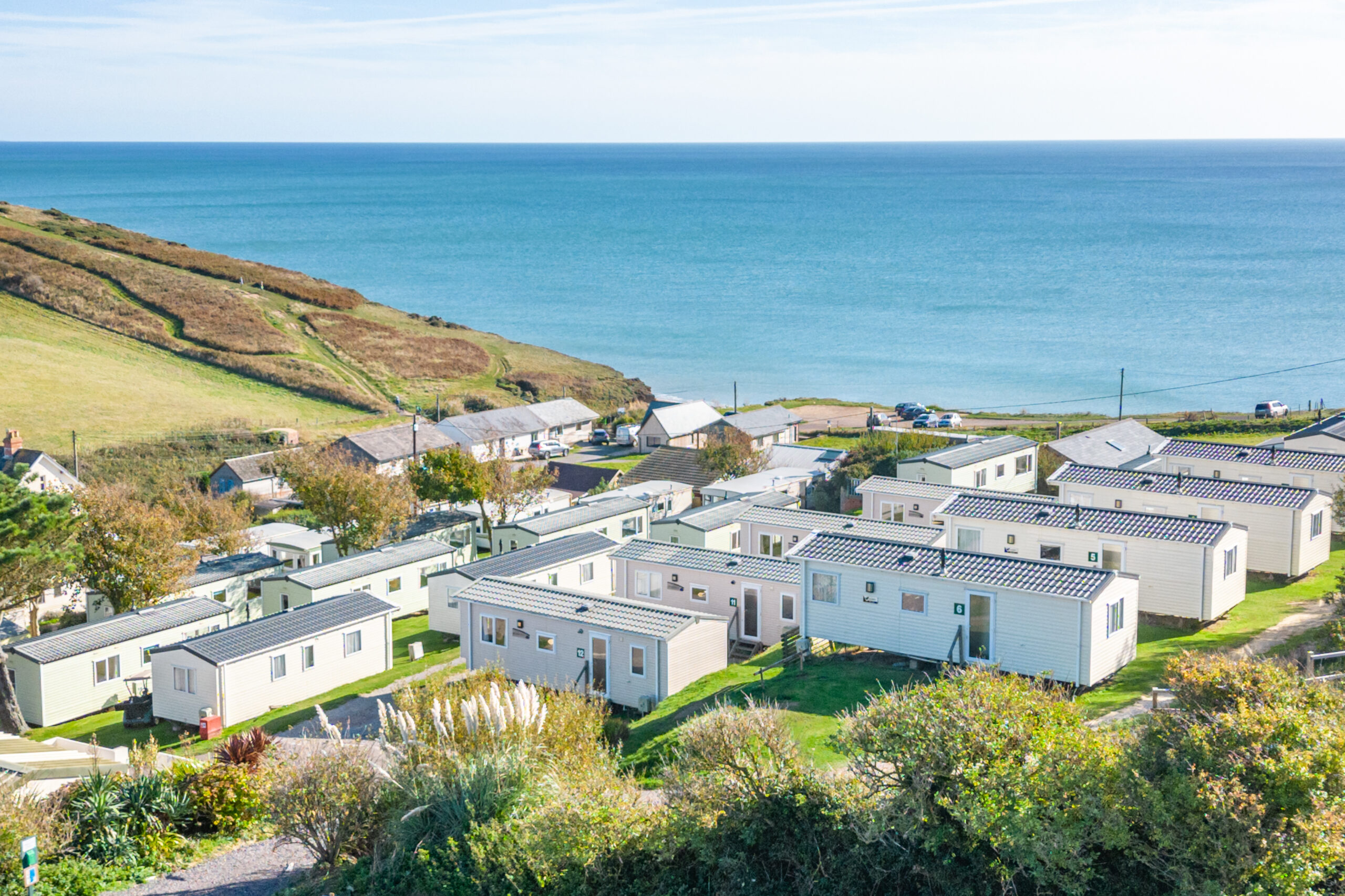 aerial view of Eype house holiday park on the Jurassic Coast