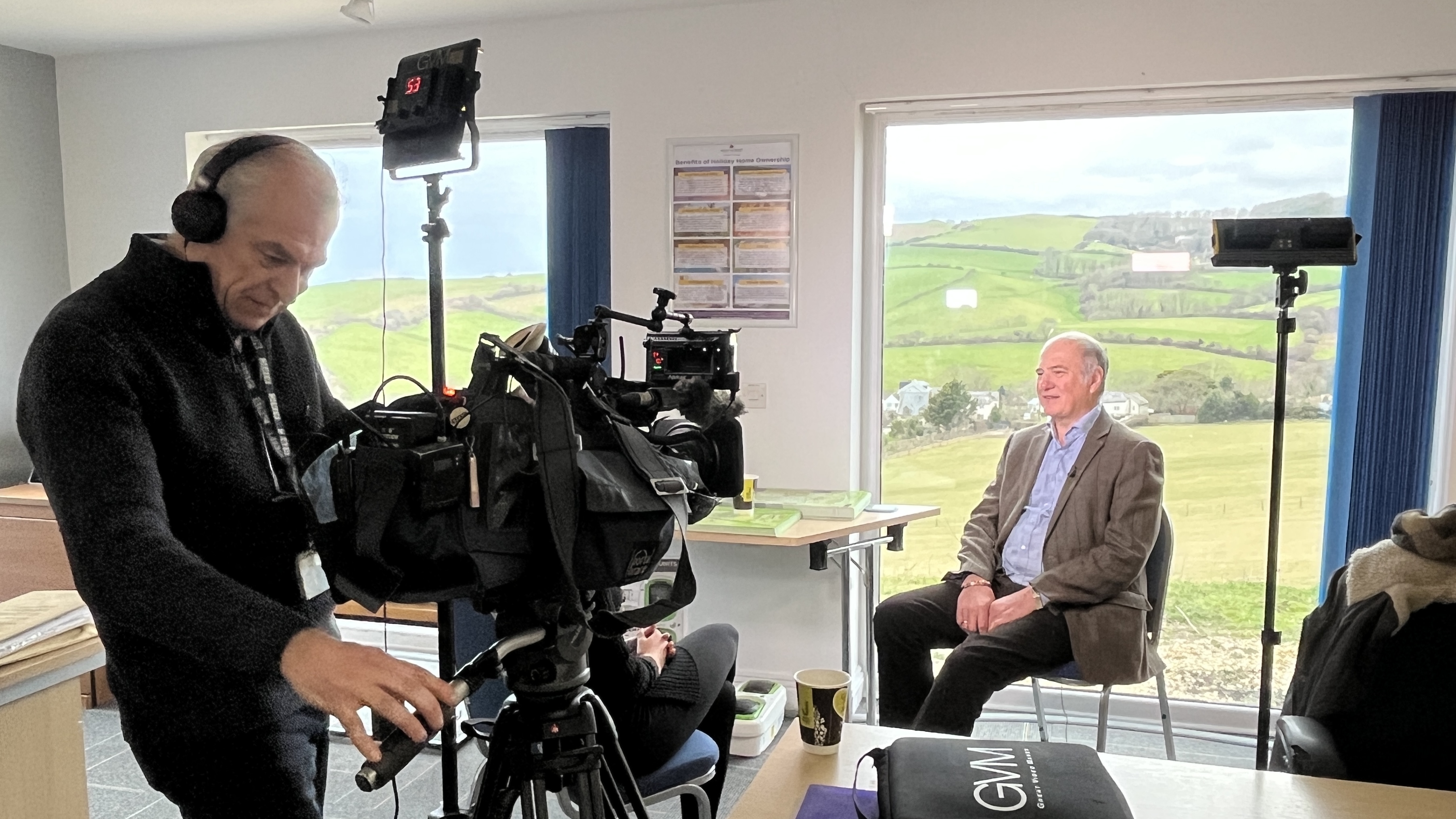 Martin Cox owner of West Dorset Leisure holidays being interviewed by the BBC