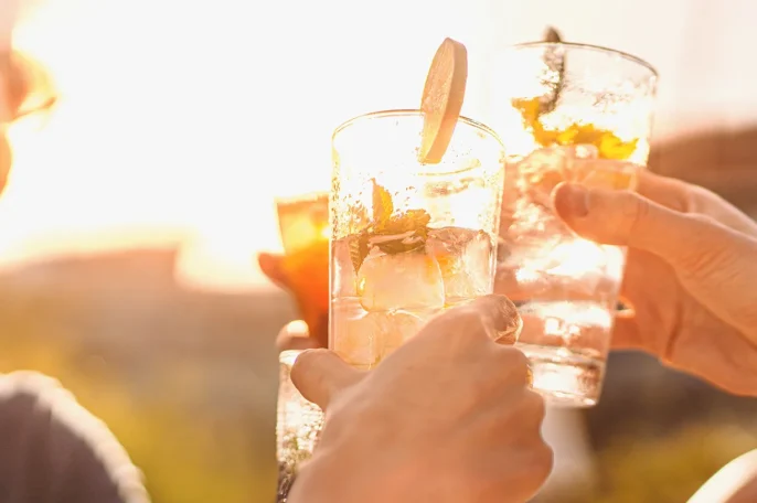 Premium craft cocktails prepared by Dark Bear mixologists for their summer residency at Martin's Bar in Bridport, Dorset.